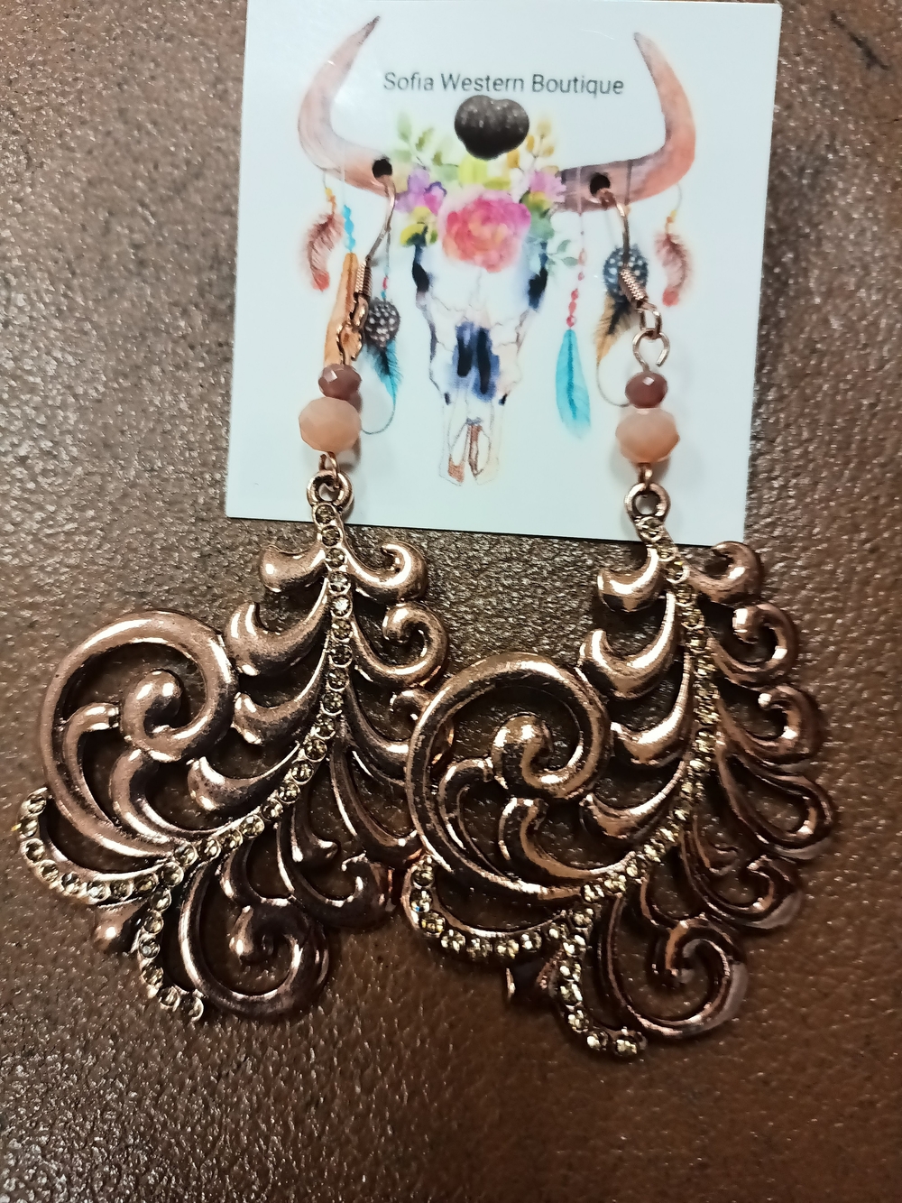 Rose Gold Filigree Dangle Earrings